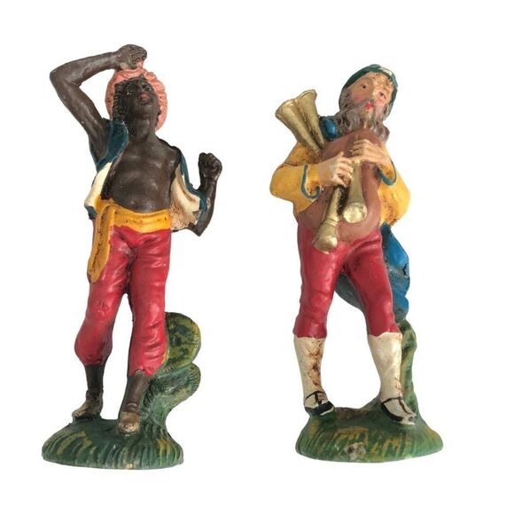 19 PIECE POSSIBLY ANTIQUE HAND PAINTED NATIVITY MADE IN ITALY - Picture 3 of 16